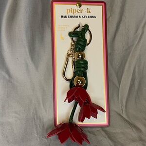 Piper K Red and Green Floral Key Chain/Bag Charm